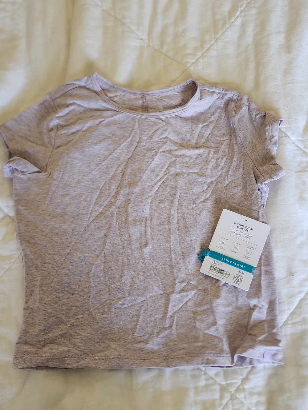 Athleta Girl Heathered Light Purple Tee